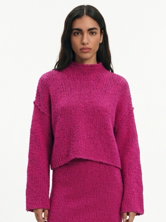 Anthropologie Sweaters - BY ANTHROPOLOGIE | Fuchsia Pink Turtleneck Sweater Flare Sleeve Women’s Size S